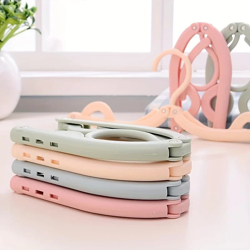 10-piece Portable Folding Hanger with Non-slip Grip-durable Plastic, Suitable for Travel and Family Use