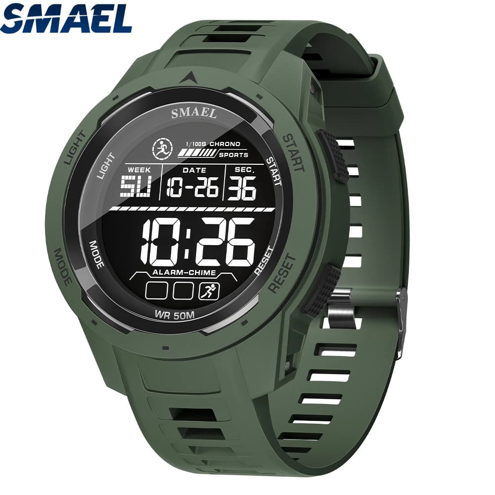 SMAEL 8105 디지털 스포츠 LED 손목시계, 50m 방수 시계, 디지털 라이트 스톱워치