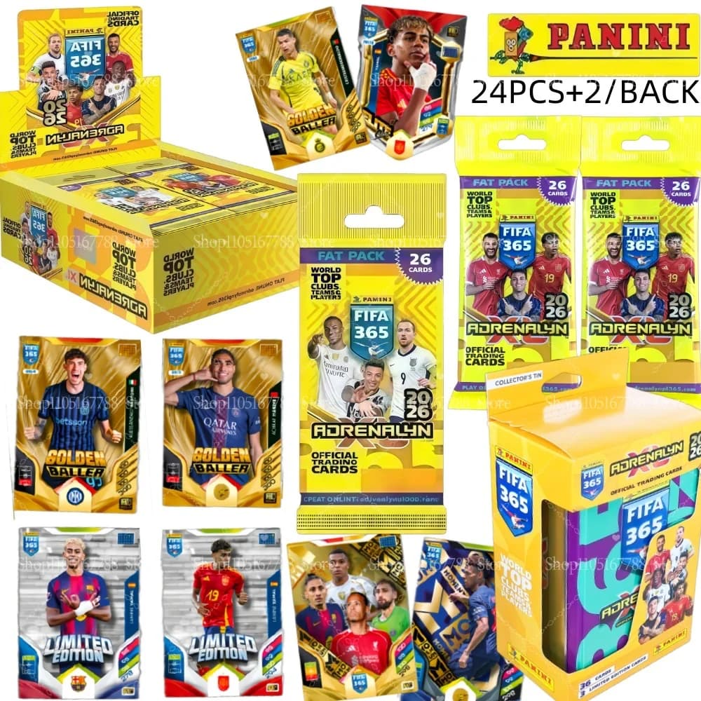 Panini FIFA 365 2026 Trading Cards Game Fat Pack 24 Cards + 2 Bonus Cards