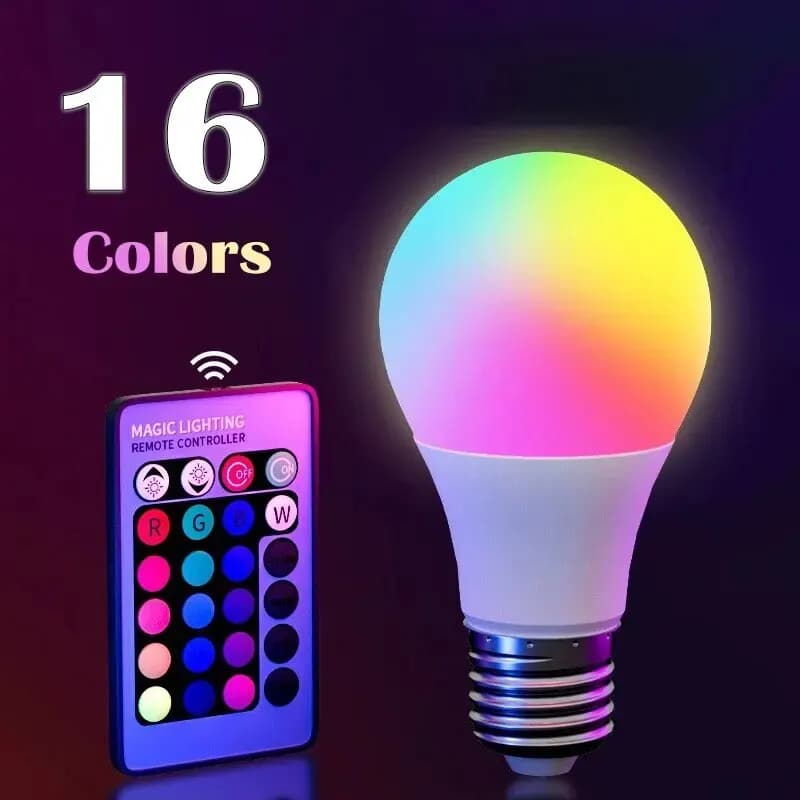 16색 RGB LED 전구 E27 220V 조광 24키 리모컨 스마트 무드등