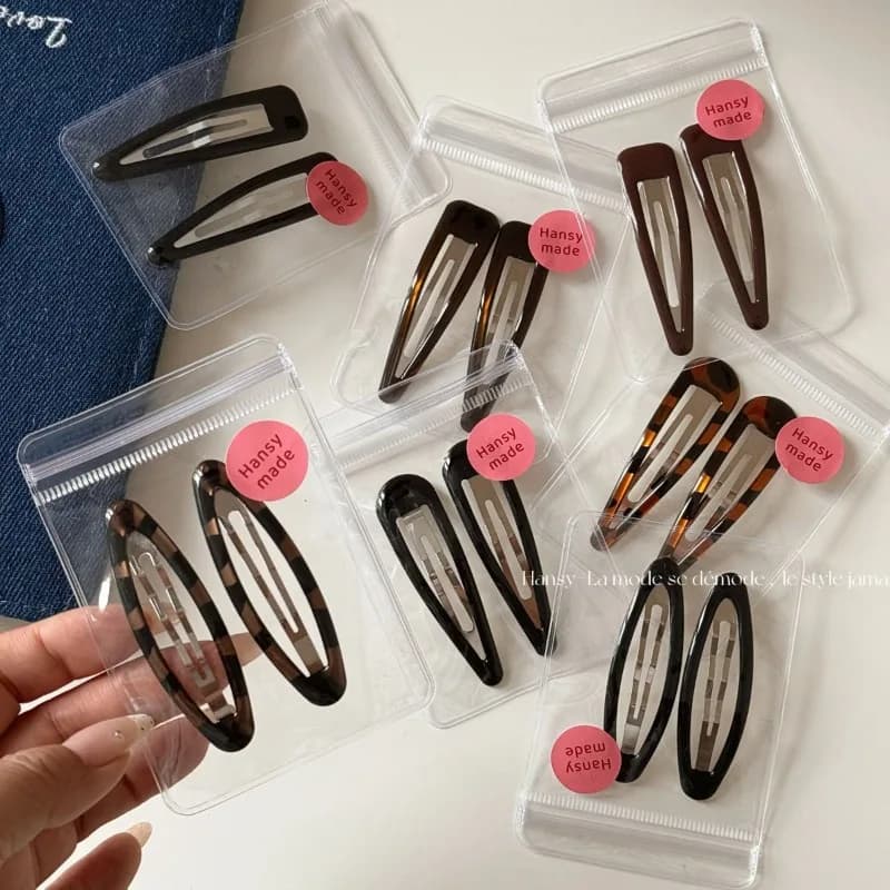 2 packs fashion temperament leopard print dripping oil water drop BB clip bangs clip new cute girl oval hairpin edge clip