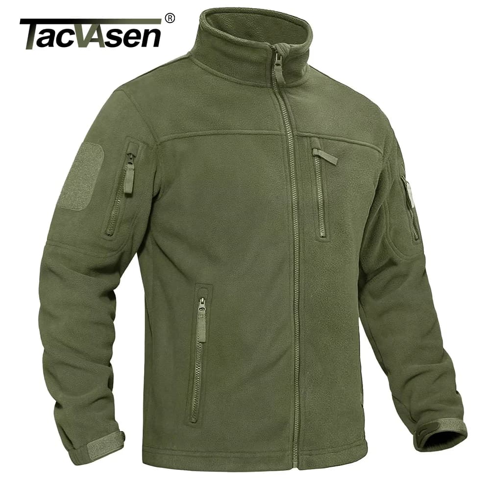 TACVASEN 남성 플리스 자켓 방풍 풀집업 다중 지퍼 포켓 등산 바람막이