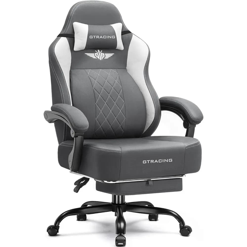 Ergonomic High-Back Gaming Chair with Breathable Fabric, Lumbar Support, and Footrest