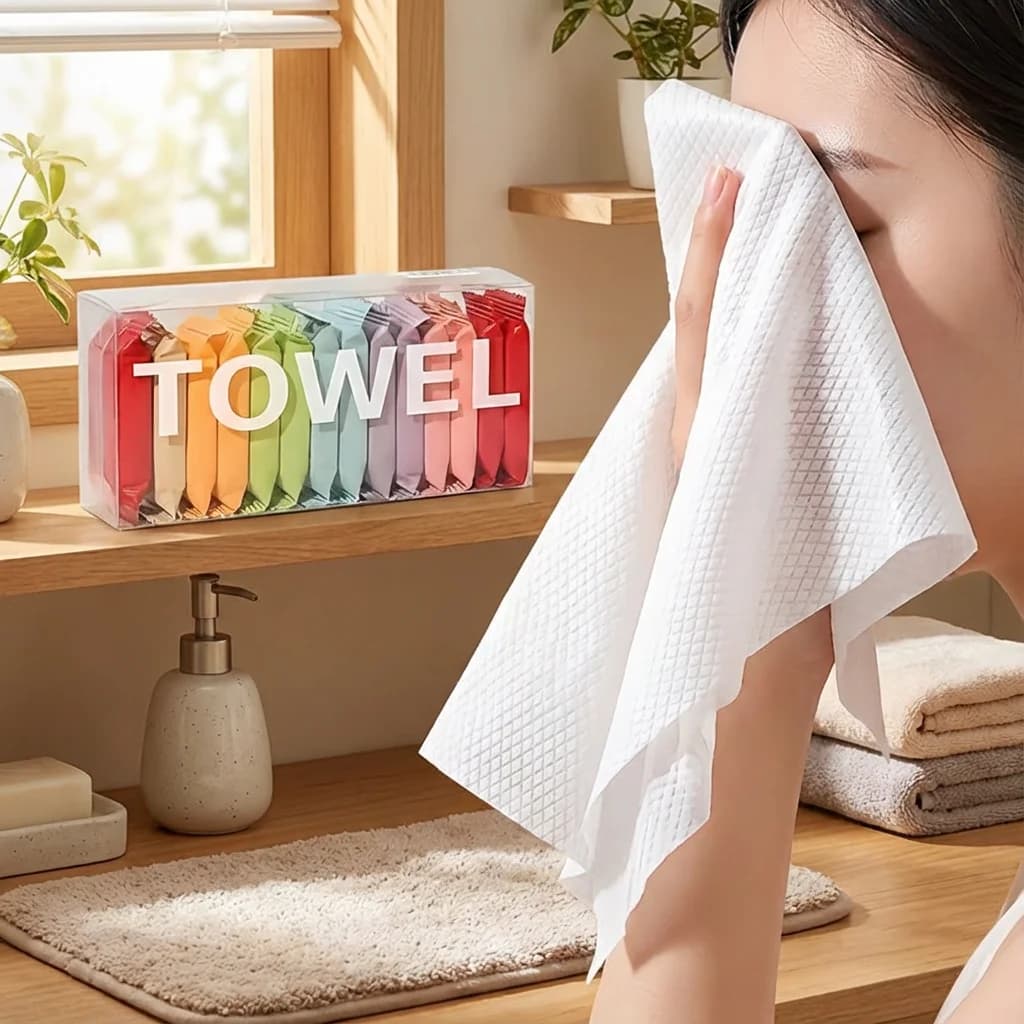 Daily Home & Travel Compressed Facial Towel - Individually Wrapped Wet-Use Disposable Cotton Soft Thickened Cleansing Face Towel