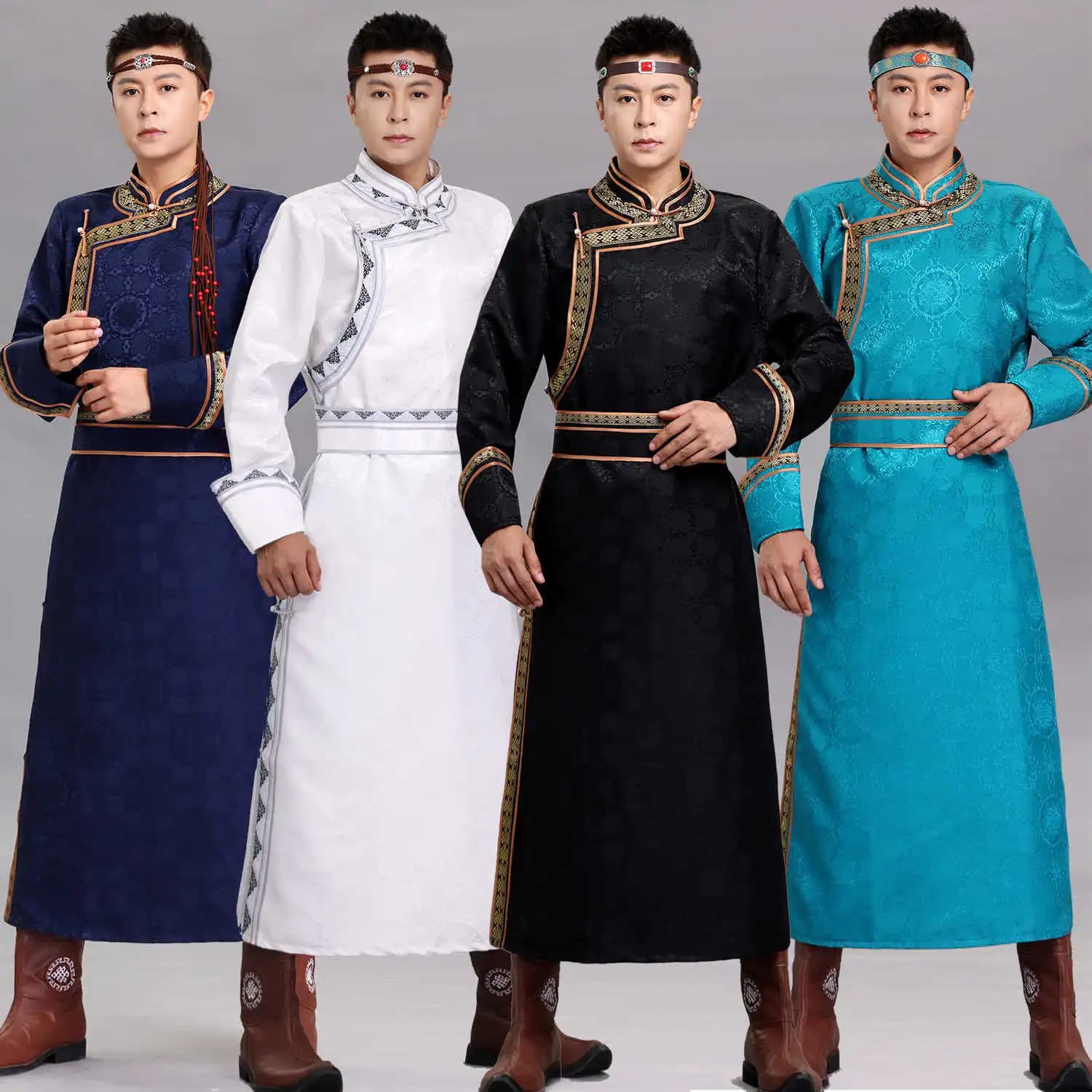 몽골 전통 의상 남성 민족 무용복 클래식 로브 가운