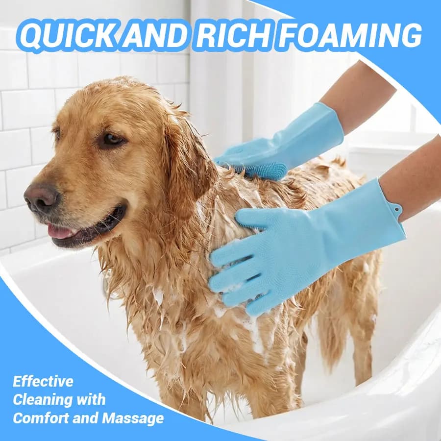 Upgraded Pet Hair Remover Gloves | Gentle Deshedding Grooming Tool | Dogs Cats Horses Long & Short Hair Care