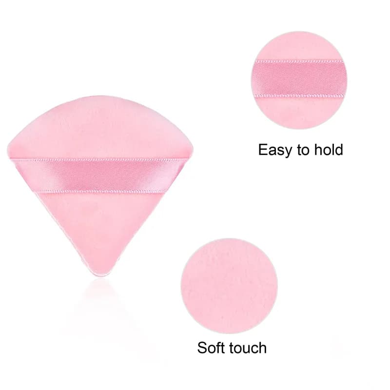 1pc 2.8×2.36×0.4in Pink Velvet Triangle Puff - Soft & Fluffy Dual-Use Powder Puff with Finger Strap, Ideal for Loose Powder