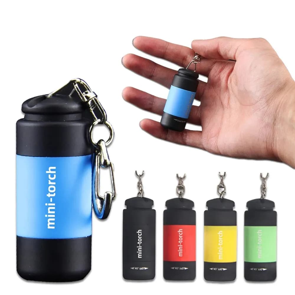 미니 USB 충전식 손전등 키체인 핑거 라이트 캠핑 독서 야외용