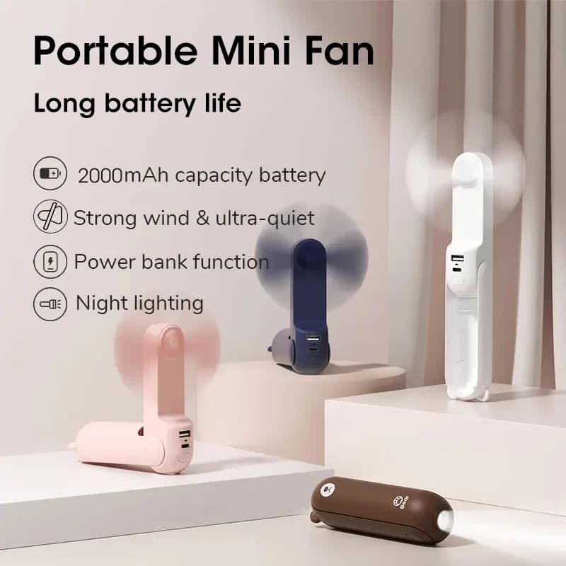 휴대용 미니 핸디 선풍기 USB 2000mAh 보조배터리