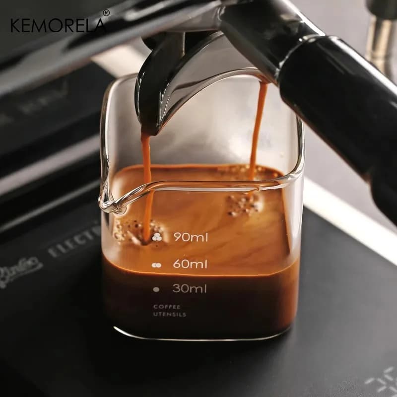 Single Spouts Square Measuring Pitcher Milk Cup 90/120ML Espresso Home Shot Glasses Parts Clear High Borosilicate Glass Mug