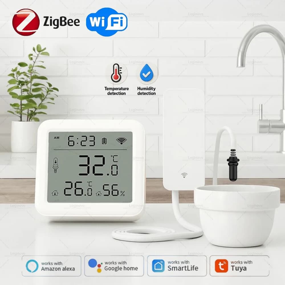 투야 WiFi 지그비 온습도 센서 외부 프로브 LCD
