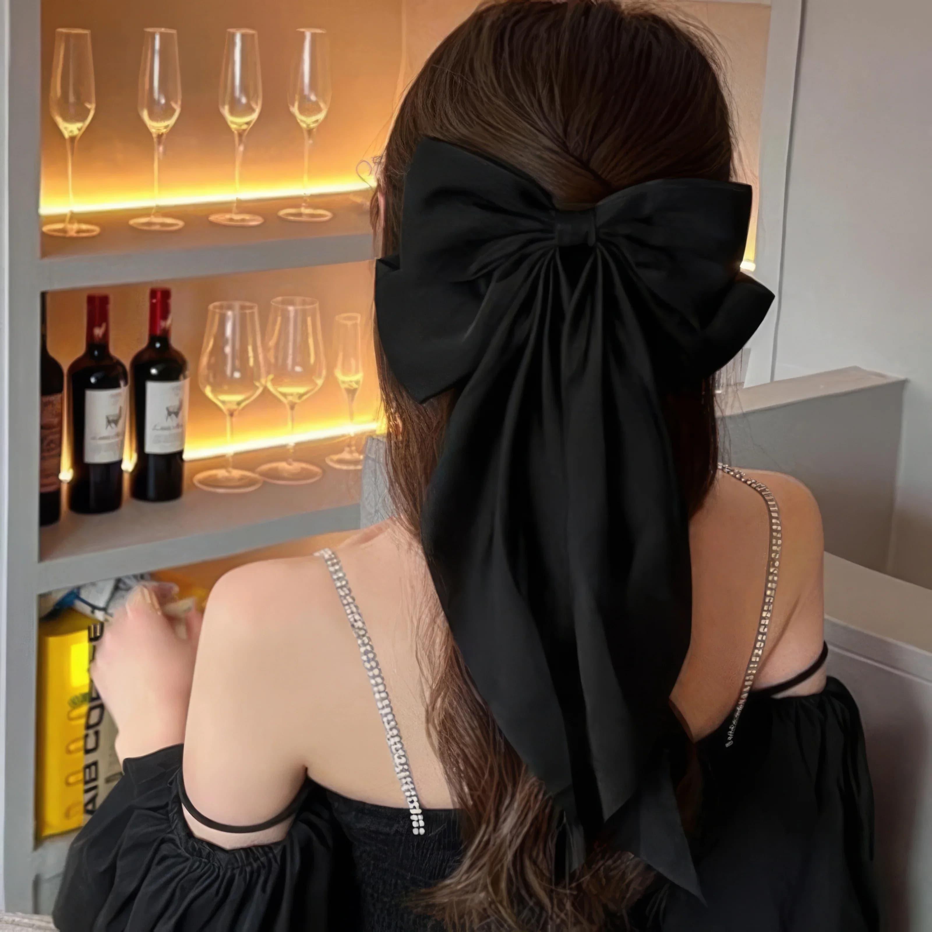 2pcs Bow Hair Clip Women Large Bowknot Stain Hairpin Barrettes Girls Solid Color Ponytail Clip Hair Accessories Headwear Gift