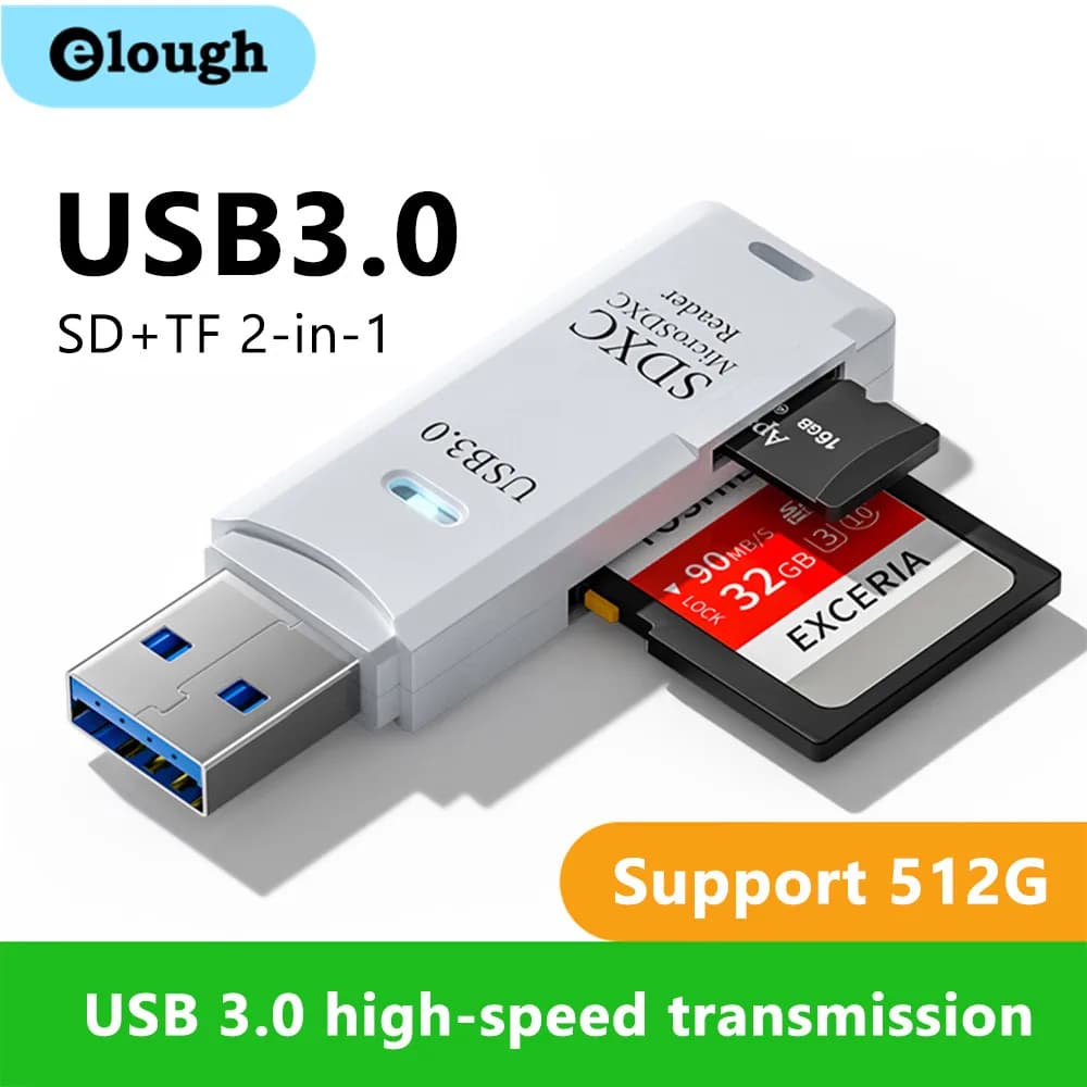 USB 3.0 마이크로 TF/SD 카드 리더기 2 in 1