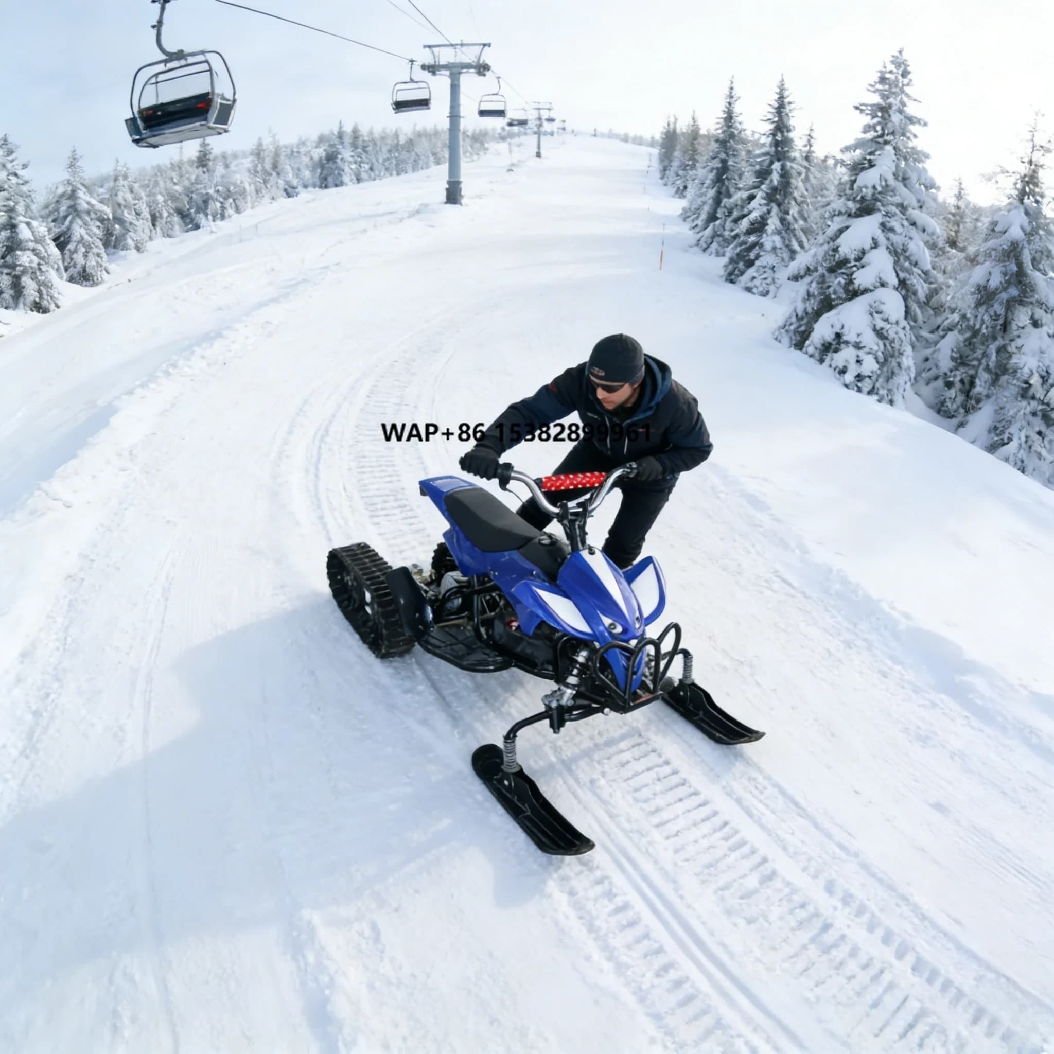 Steel Frame Anti-Freeze Plastic 50KG Capacity 20KM Range Rear Track Drive 36V350W Kids & Adults Electric Snowmobile