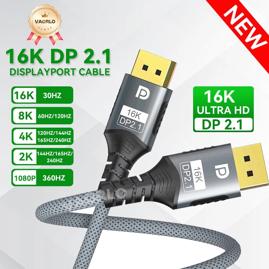 16K DP 2.1 디스플레이포트 케이블 16K 30Hz 8K 60Hz 4K 120Hz 32Gbps 비디오 오디오 케이블 디스플레이 포트 1.2 어댑터 (노트북, HDTV, PC용)