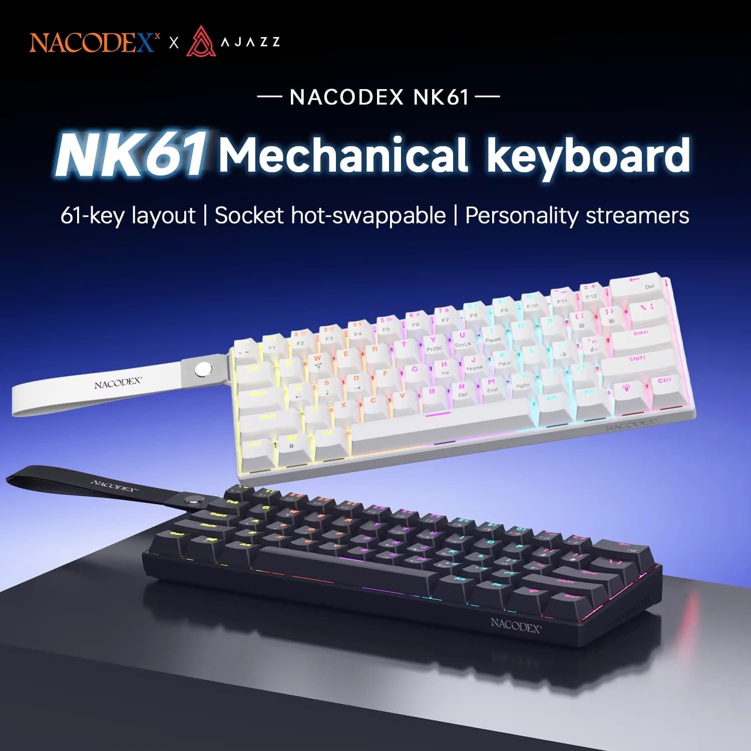 AJAZZ NK61 유선 60% RGB 핫스왑 게이밍 키보드