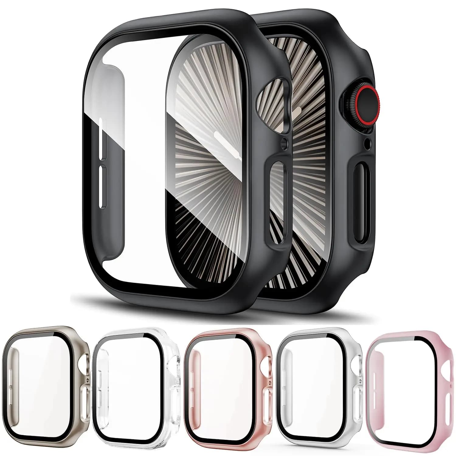 Apple Watch 강화유리+케이스 커버 범퍼 화면보호기 44/45/41/40mm 시리즈 10~3 SE
