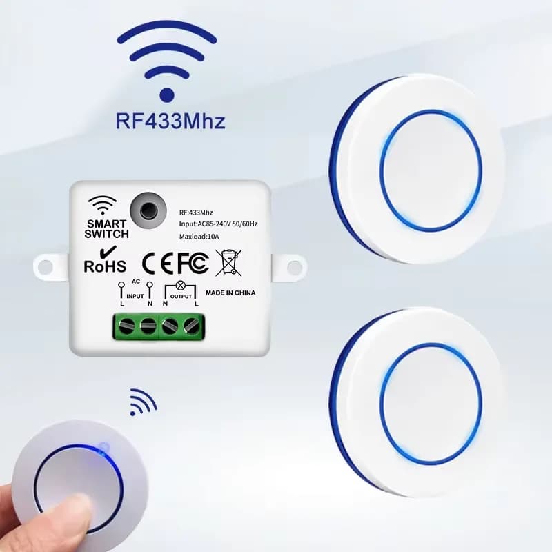 무선 스마트 433MHz 조명 스위치 10A 220V 110V 릴레이 리모컨 벽패널 LED용