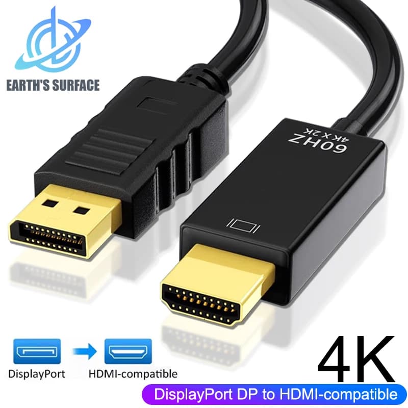 4K DisplayPort-HDMI 호환 어댑터 케이블 Dispaly 포트 DP-HDMI 호환 변환기 케이블(PC TV 모니터 프로젝터용)