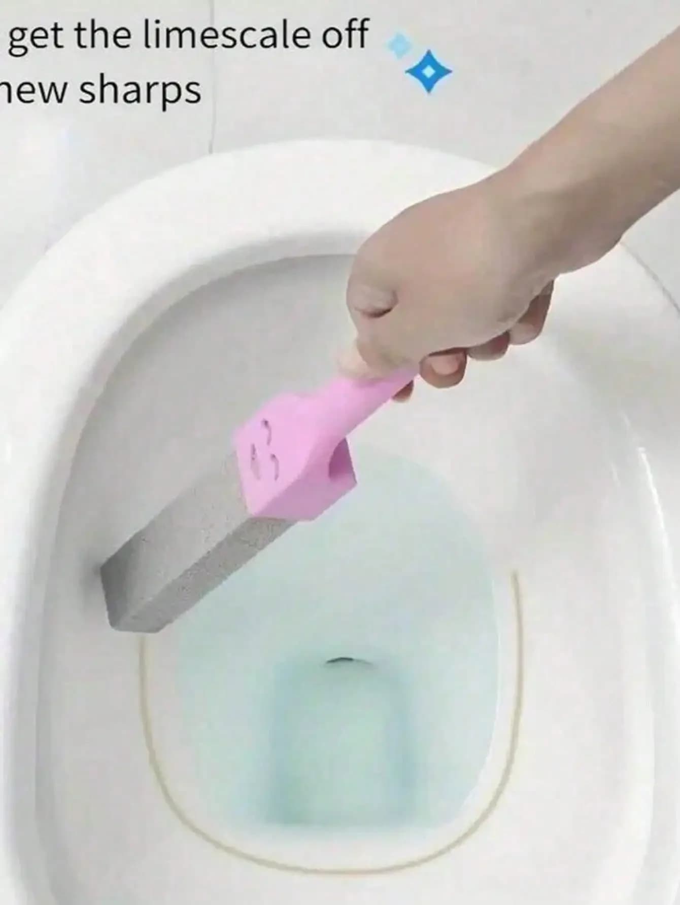 2pcs Pumice Stone Cleaning Brush with Handle, Powerful Removal of Hard Water Stains and Calcium Deposits, Suitable for Toilet