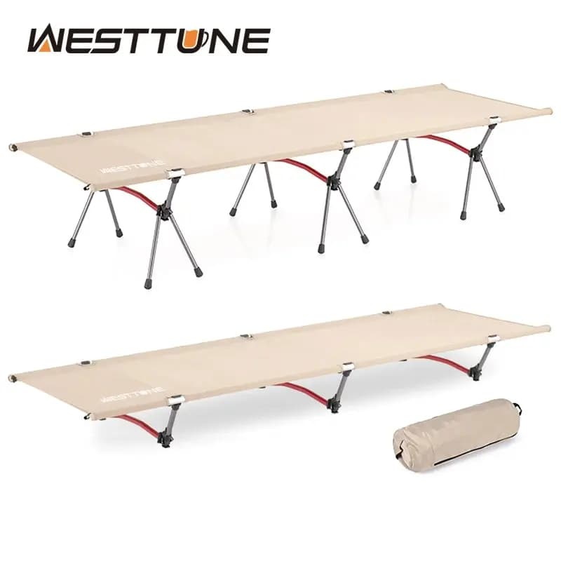 WESTTUNE 캠핑 침대 휴대용 접이식 침대 야외 하이킹 배낭 여행을위한 초경량 알루미늄 합금 슬리핑 침대