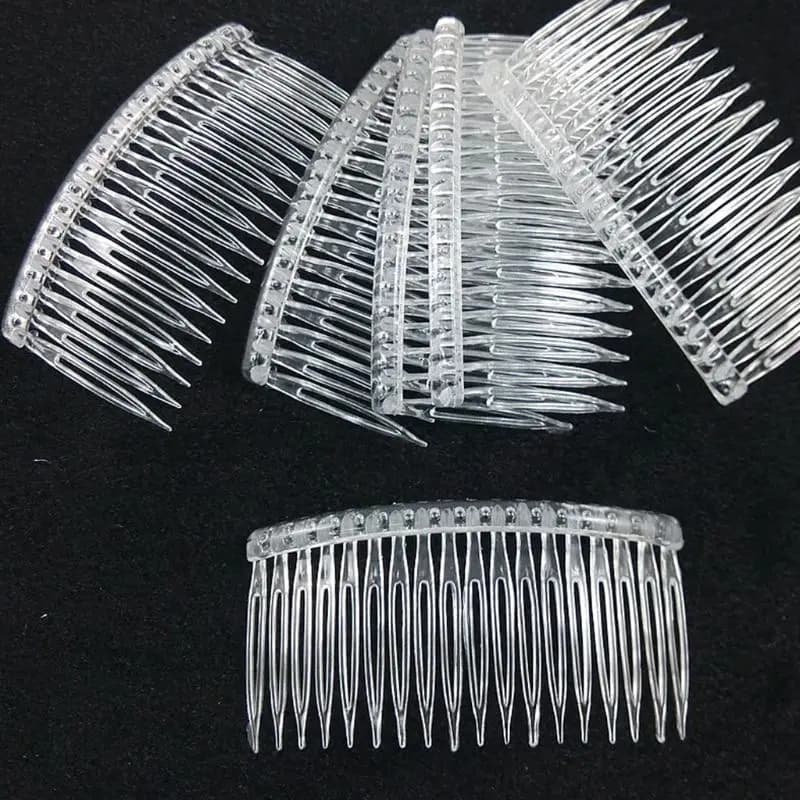 15발 DIY 플라스틱 헤어 콤 신부 웨딩 베일 홀더 7x5cm