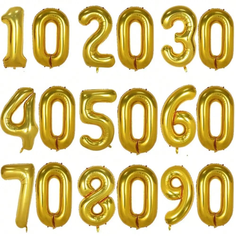 40인치 골드 숫자 풍선 생일 기념일 파티 장식 10-90