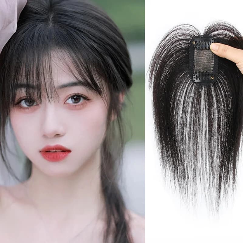 3D 인모 에어뱅 앞머리 헤어피스 볼륨업 클립 여성용