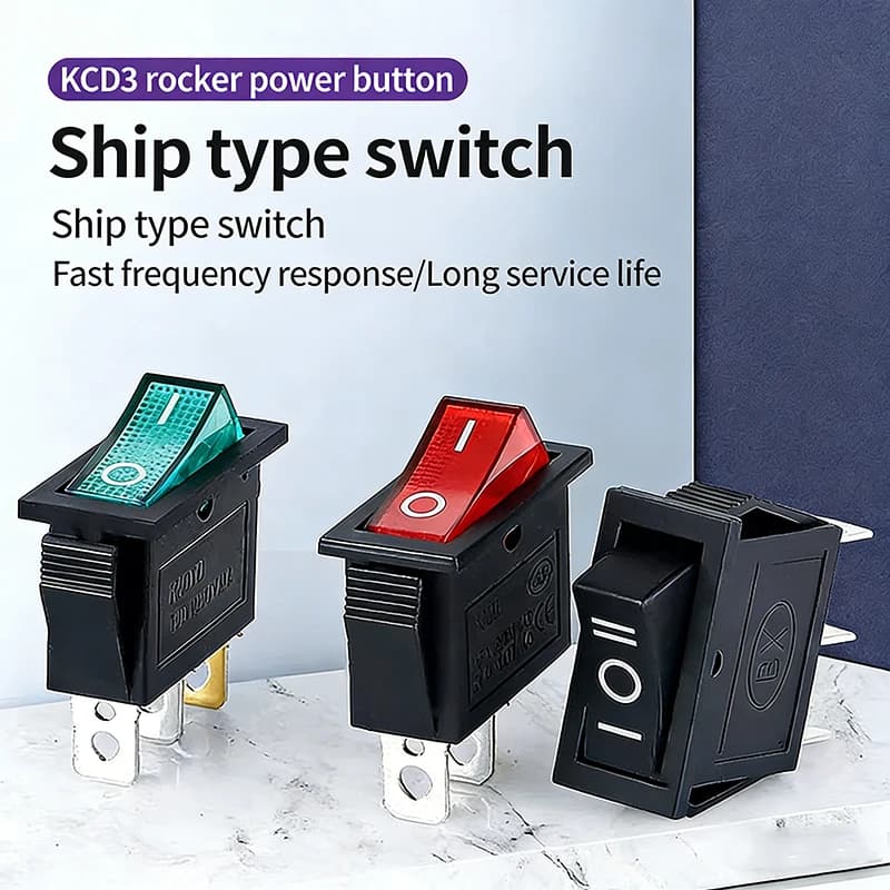 KCD3 로커 스위치 3핀 ON-OFF 램프 16A 250V 전원 스위치