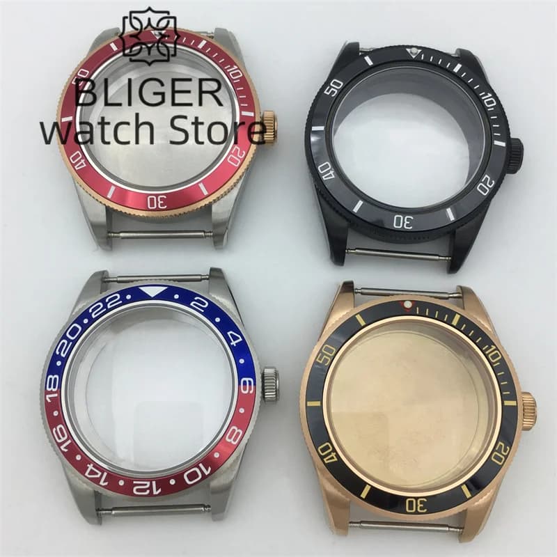 BLIGER 39mm 케이스 돔 사파이어 글래스 NH34 NH35 NH36 2824 시계 케이스