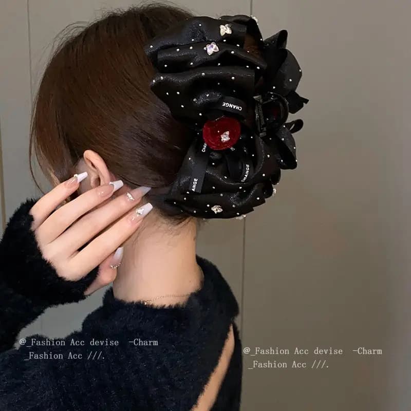 다이아몬드 리본 꽃 헤어 집게핀 여성 헤어 액세서리 상어클립