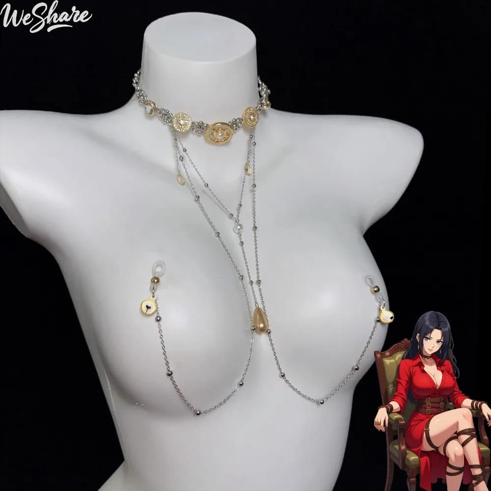 팰리스 스타일 니플 클램프 진주 초커 바디 주얼리 성인용품