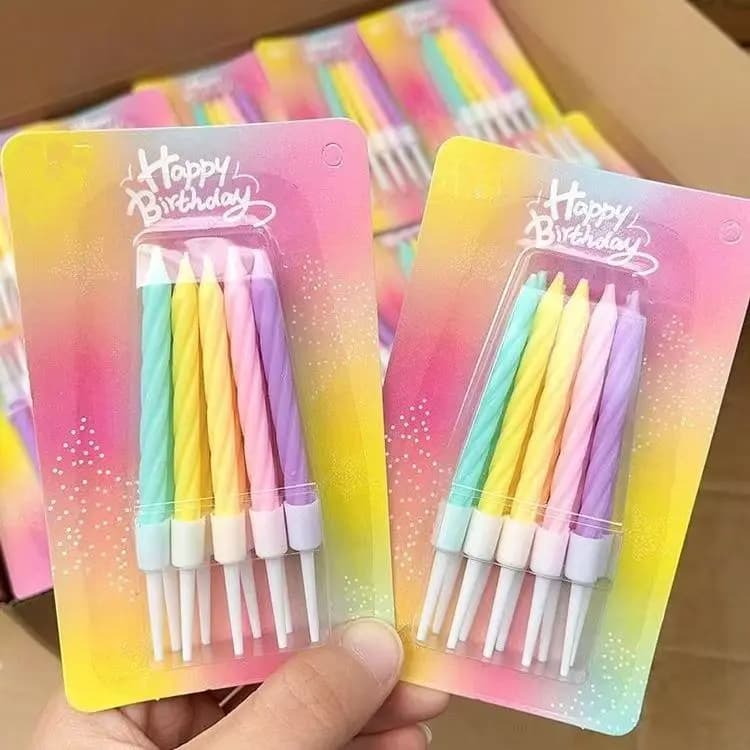 생일 초 마카롱 컬러 숫자 무지개 케이크 데코 초