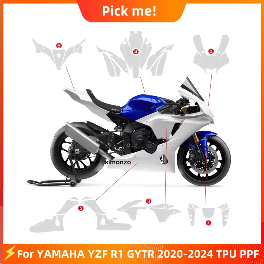 야마하 YZF R1 GYTR 2020-2024 TPU PPF 전신 페인트 보호필름 스크래치 UV 방지