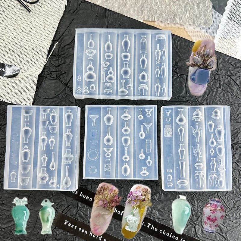 미니 화병 네일 실리콘 몰드 네일아트 스탬프 중국풍 양각 장식 DIY 도구