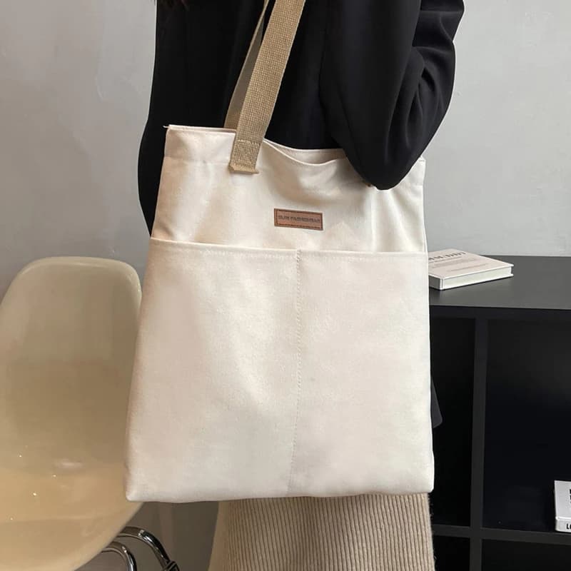면 린넨 여성 캔버스 장바구니 친환경 숄더백 대용량 빈티지 토트백