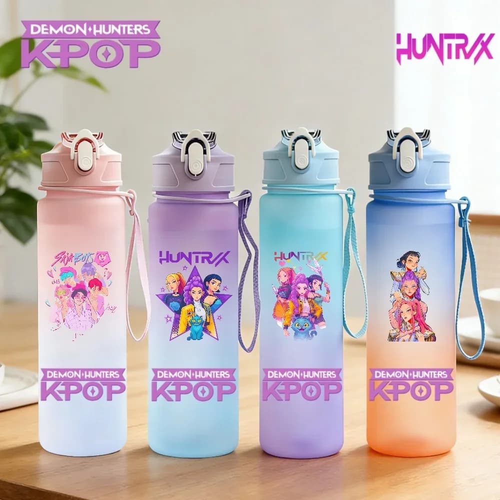 케이팝 데몬 헌터스 스포츠 물병 750ml 빨대컵 누수방지