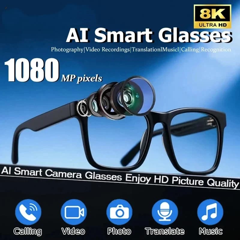 8K HD AI 스마트 안경 변색 블루투스 통화 카메라 번역