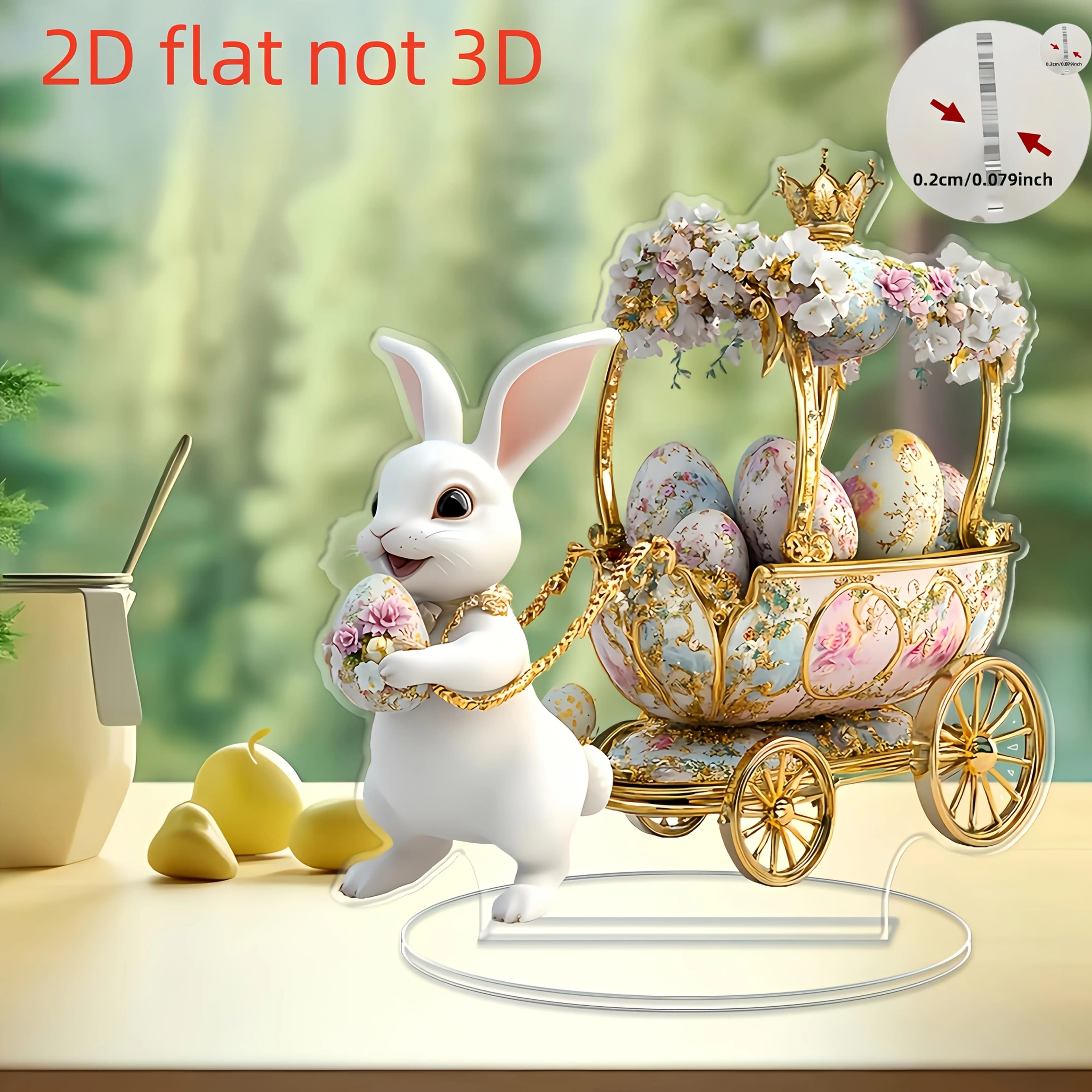2D 아크릴 부활절 토끼 달걀 카트 탁상 장식 오너먼트