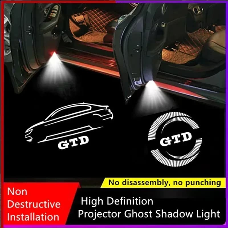 VW 골프 티구안 폴로 파사트용 LED 자동차 도어 웰컴 라이트 로고 2개