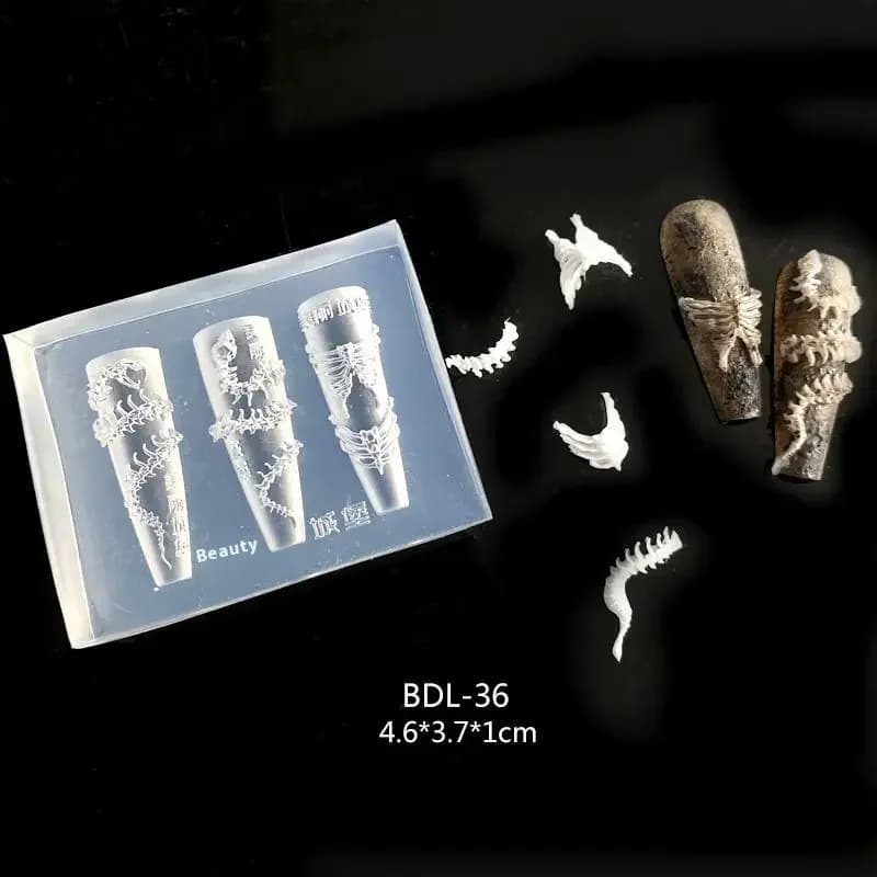 3D 뱀뼈 네일아트 실리콘 몰드 DIY 데코 템플릿