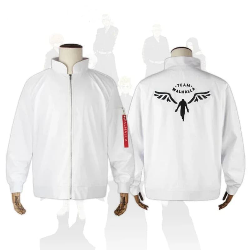 도쿄리벤저스 하네미야 카즈토라 코스프레 의상 화이트 자수 야구점퍼