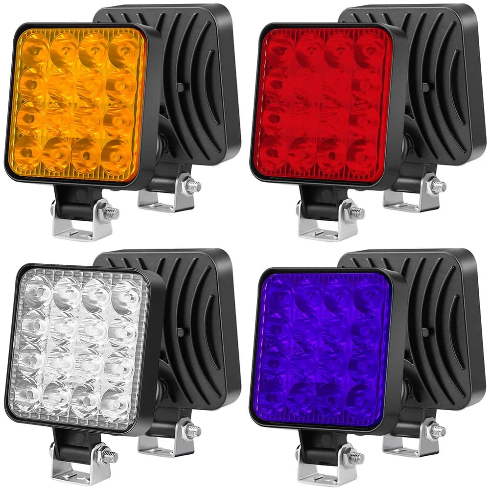 차량용 LED 작업등 48W 16LED 12V 트럭 ATV 오프로드 화이트 옐로우