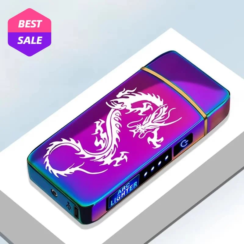 전기 방풍 메탈 라이터 듀얼 아크 플라즈마 USB 충전 LED 잔량표시 터치